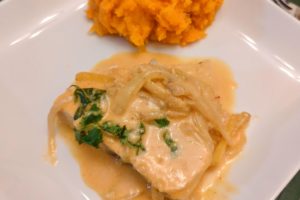 Poached Thai Coconut Curry Swordfish Plated