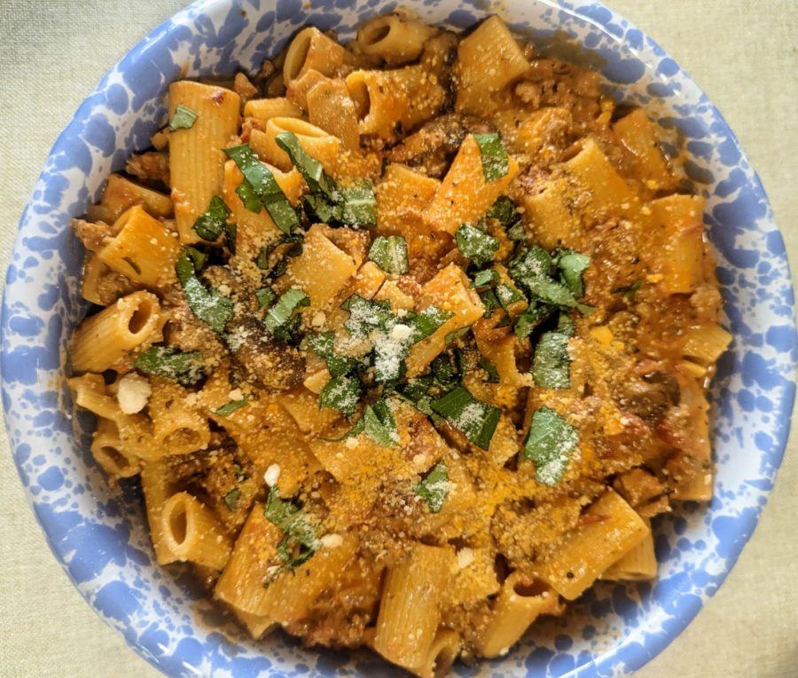 Rigatoni San Giorgio Plated Top Shot