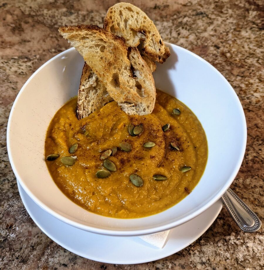 Roasted Winter Squash Soup Plated