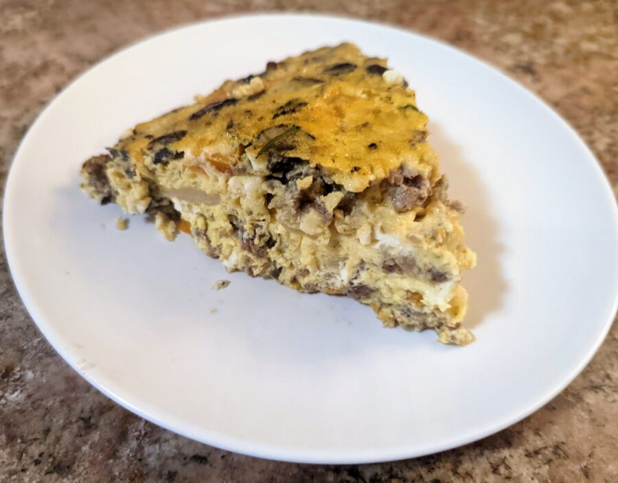 Sausage, Mushroom, and Pepper Frittata Plated