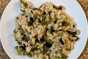 Asparagus Mushroom Risotto Plated Top