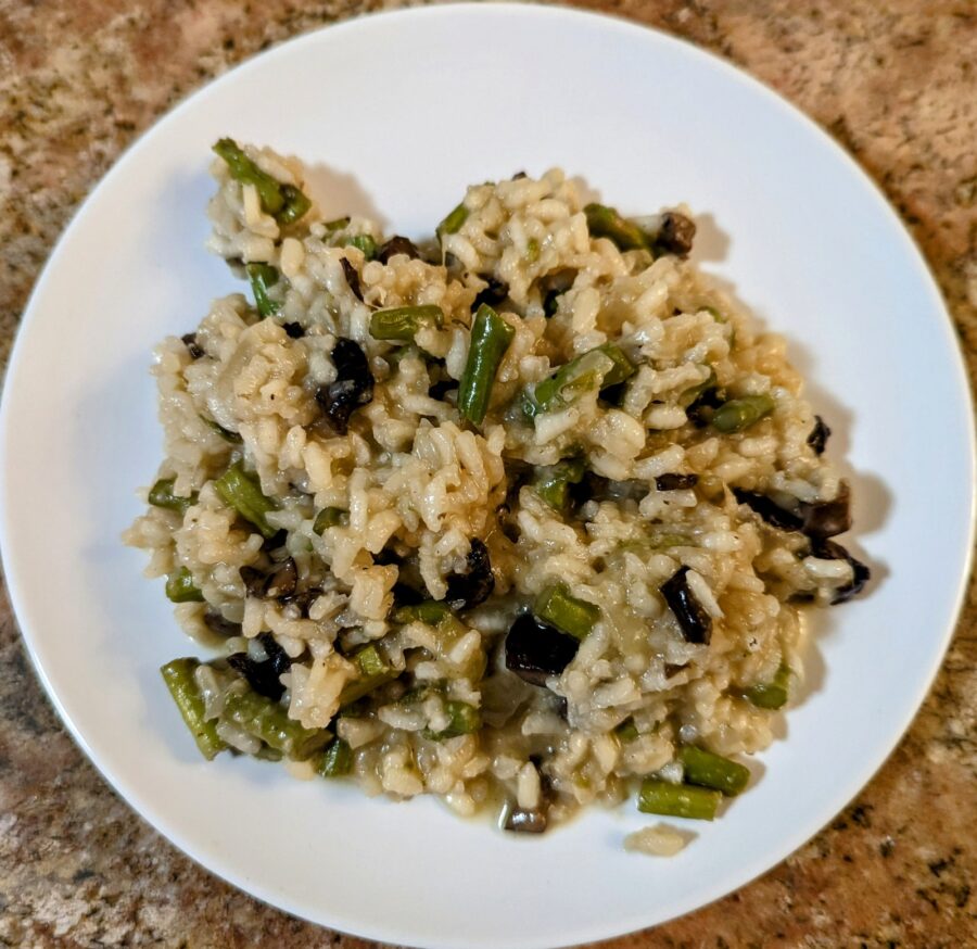 Asparagus Mushroom Risotto Plated Top