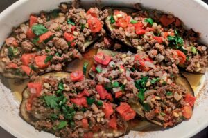 Middle Eastern Lamb Stuffed Eggplant Finished