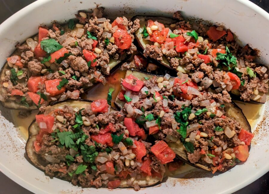 Middle Eastern Lamb Stuffed Eggplant Finished
