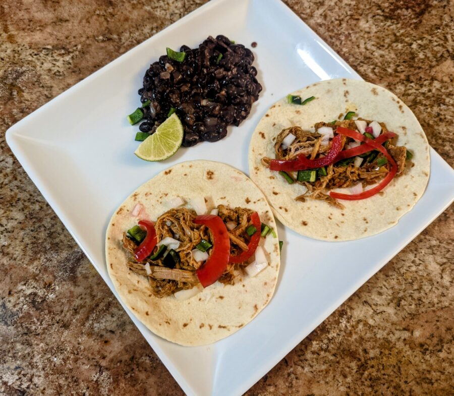 Instant Pot Pulled Pork Tacos Plated