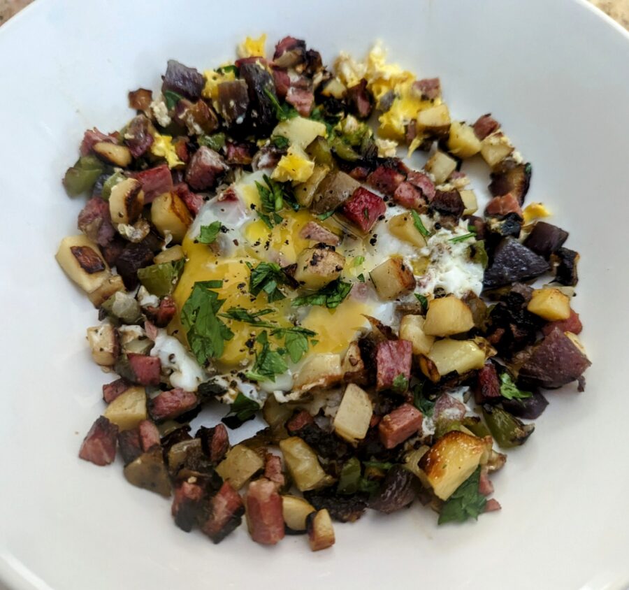 Corned Beef Hash Plated Closeup